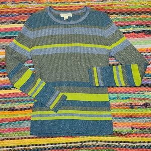 Metallic stripe pullover